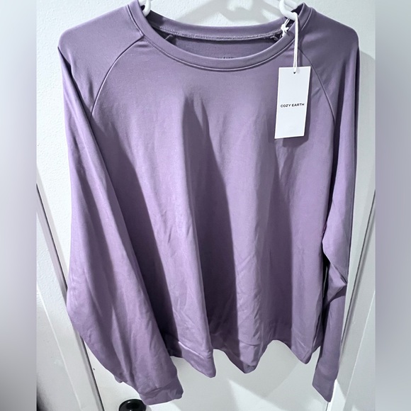 Cozy Earth NWT Women's Brushed Bamboo Pullover XXL Crew Twilight/ Lavender - Picture 4 of 10